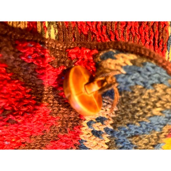 Vintage Ramie Blend Red Artsy Fair Isle Knit Vest Women's Large Jessica Tierney - Picture 6 of 6